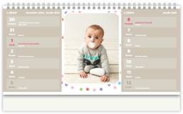Stolní fotokalendář s vlastními jmény - Bodky neutral