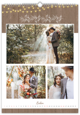 Fotokalendar exkluzív na výšku - Svadba drevo